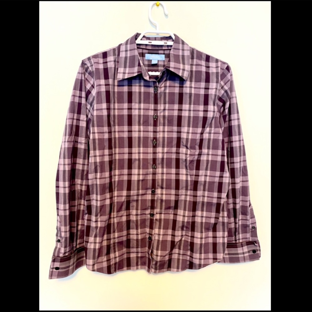 Denver Hayes fitted long sleeve shirt, size Large, colour Purple
